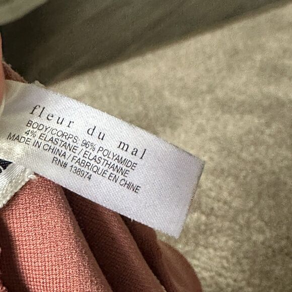 FLEUR DU MAL Womens Kitten Ponte Bodysuit Antique Rose XS Mauve Square Neck - Picture 5 of 7